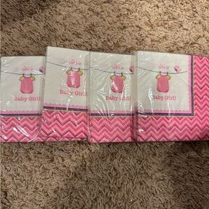 NIP Lot of 4 IT'S A BABY GIRL pink beverage PAPER NAPKINS baby shower 16pc 2ply